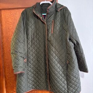 Ralph Lauren English Country Jacket- Quited Green with Brown Suede Trim